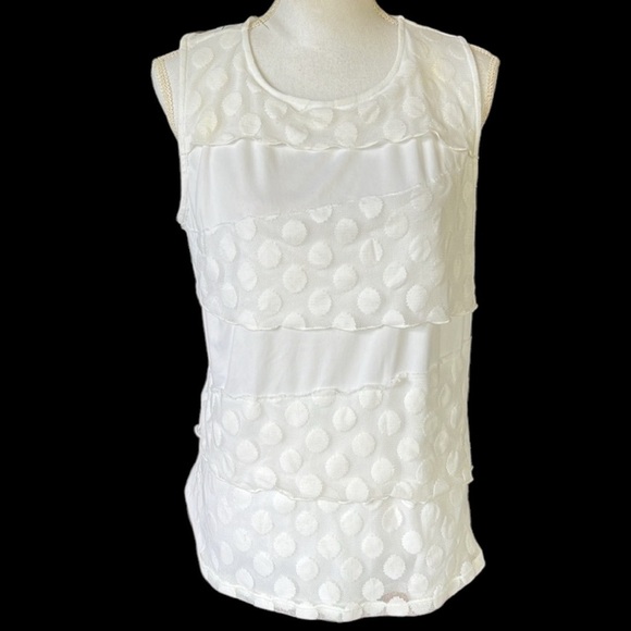 Dana Buchman lace tank top blouse, extra large white excellent condition - Picture 1 of 13